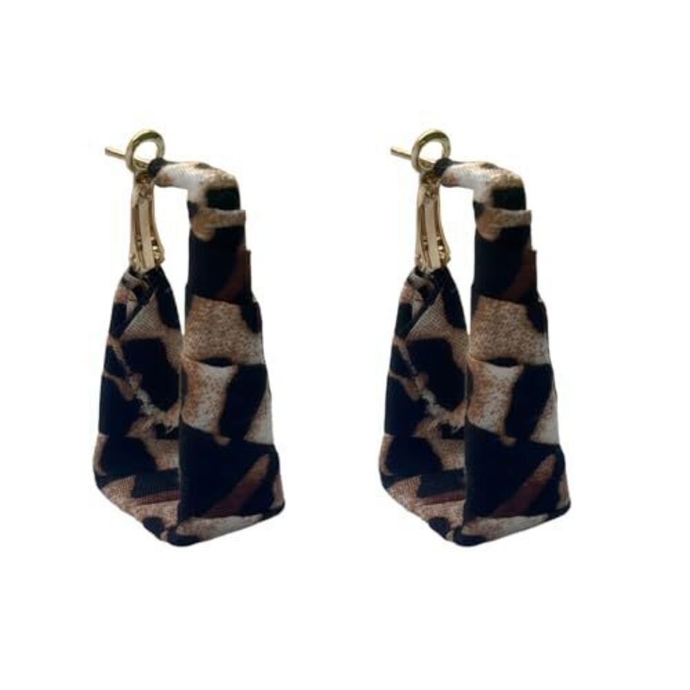 1134 Chunky Leopard Leather Earrings Bohemia Camouflage Leather Dangle